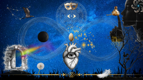 Infinity Loop, This is an image that was inspired by the poem under the same title I just uploaded. Each element is a specific symbol inspired by healing work I'm undertaking. 